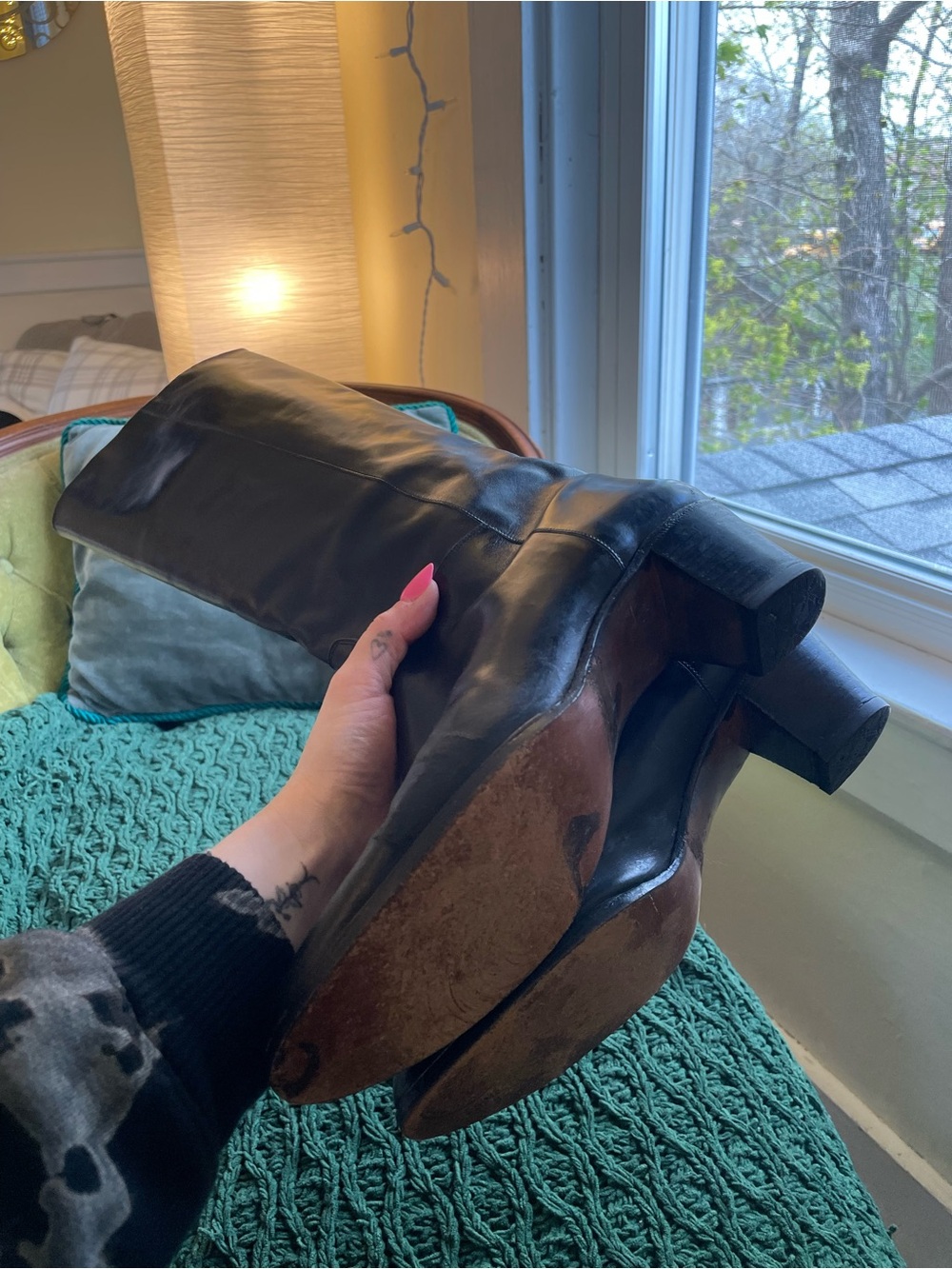 Calvin Klein Classifications Vintage Western Black Leather High Heel Boot Y2K - Picture 3 of 16